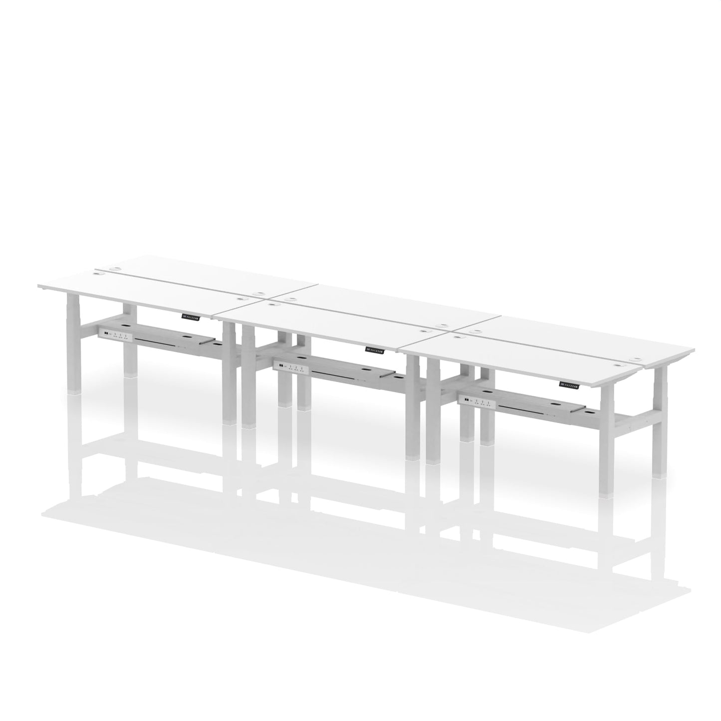 Air Back-to-Back Slimline Height Adjustable Bench Desk - 6 Person - Ergometric