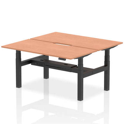 Air Back-to-Back Scalloped Edge Height Adjustable Bench Desk - 2 Person - Ergometric