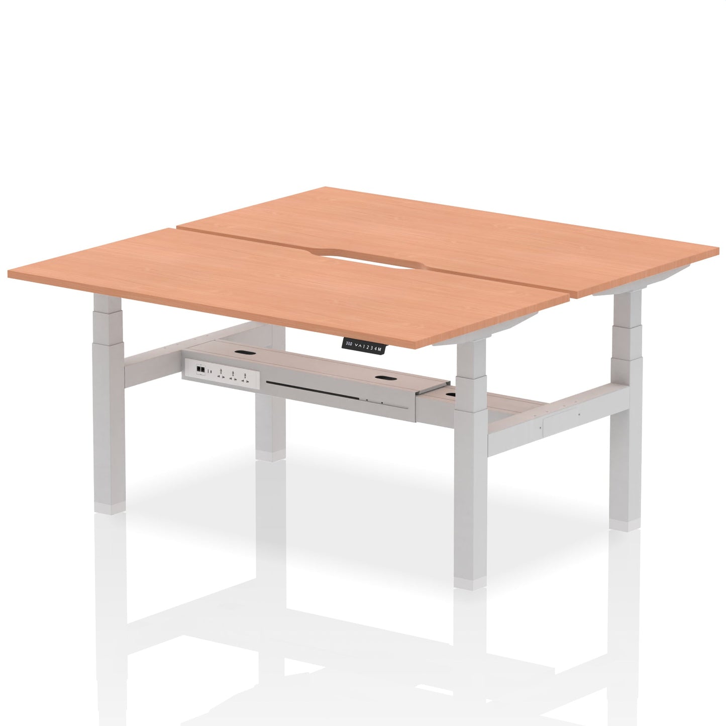 Air Back-to-Back Scalloped Edge Height Adjustable Bench Desk - 2 Person - Ergometric