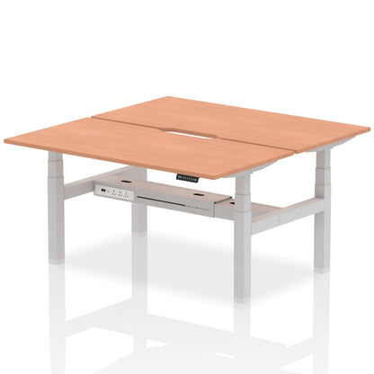 Air Back-to-Back Scalloped Edge Height Adjustable Bench Desk - 2 Person - Ergometric