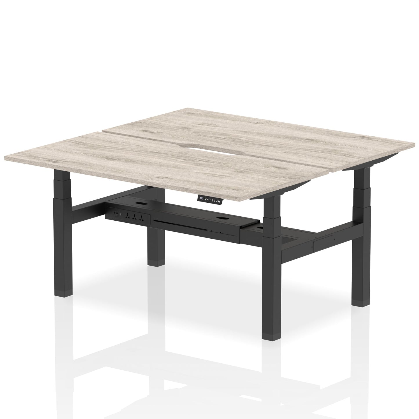 Air Back-to-Back Scalloped Edge Height Adjustable Bench Desk - 2 Person - Ergometric