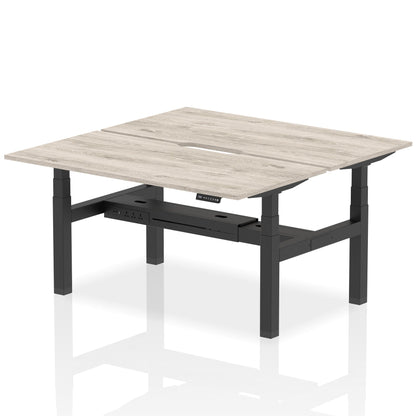 Air Back-to-Back Scalloped Edge Height Adjustable Bench Desk - 2 Person - Ergometric