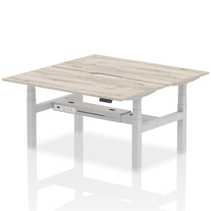 Air Back-to-Back Scalloped Edge Height Adjustable Bench Desk - 2 Person - Ergometric