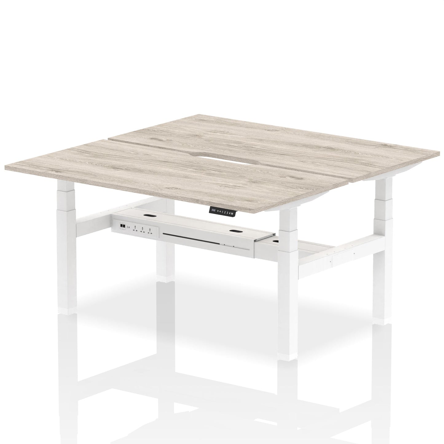 Air Back-to-Back Scalloped Edge Height Adjustable Bench Desk - 2 Person - Ergometric