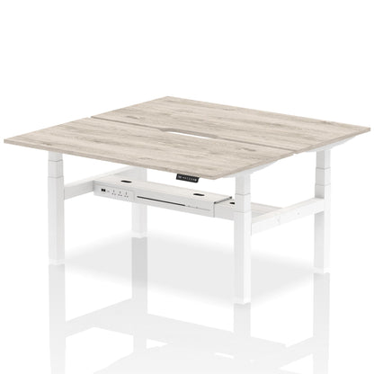Air Back-to-Back Scalloped Edge Height Adjustable Bench Desk - 2 Person - Ergometric