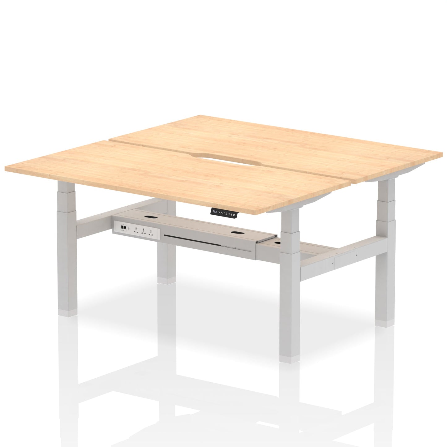 Air Back-to-Back Scalloped Edge Height Adjustable Bench Desk - 2 Person - Ergometric