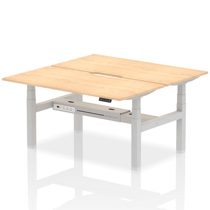 Air Back-to-Back Scalloped Edge Height Adjustable Bench Desk - 2 Person - Ergometric