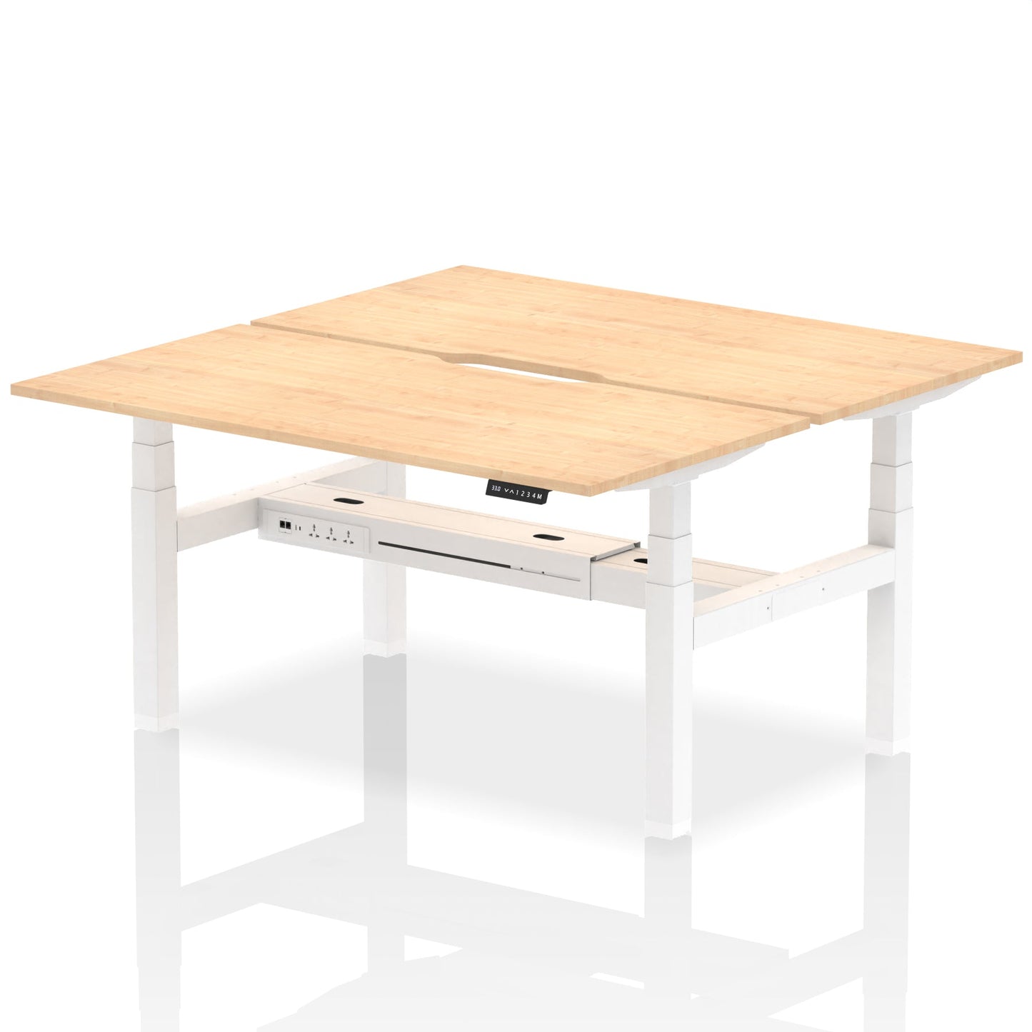Air Back-to-Back Scalloped Edge Height Adjustable Bench Desk - 2 Person - Ergometric