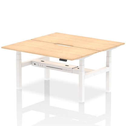 Air Back-to-Back Scalloped Edge Height Adjustable Bench Desk - 2 Person - Ergometric
