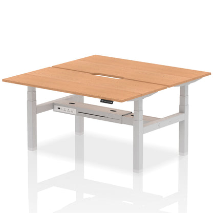 Air Back-to-Back Scalloped Edge Height Adjustable Bench Desk - 2 Person - Ergometric