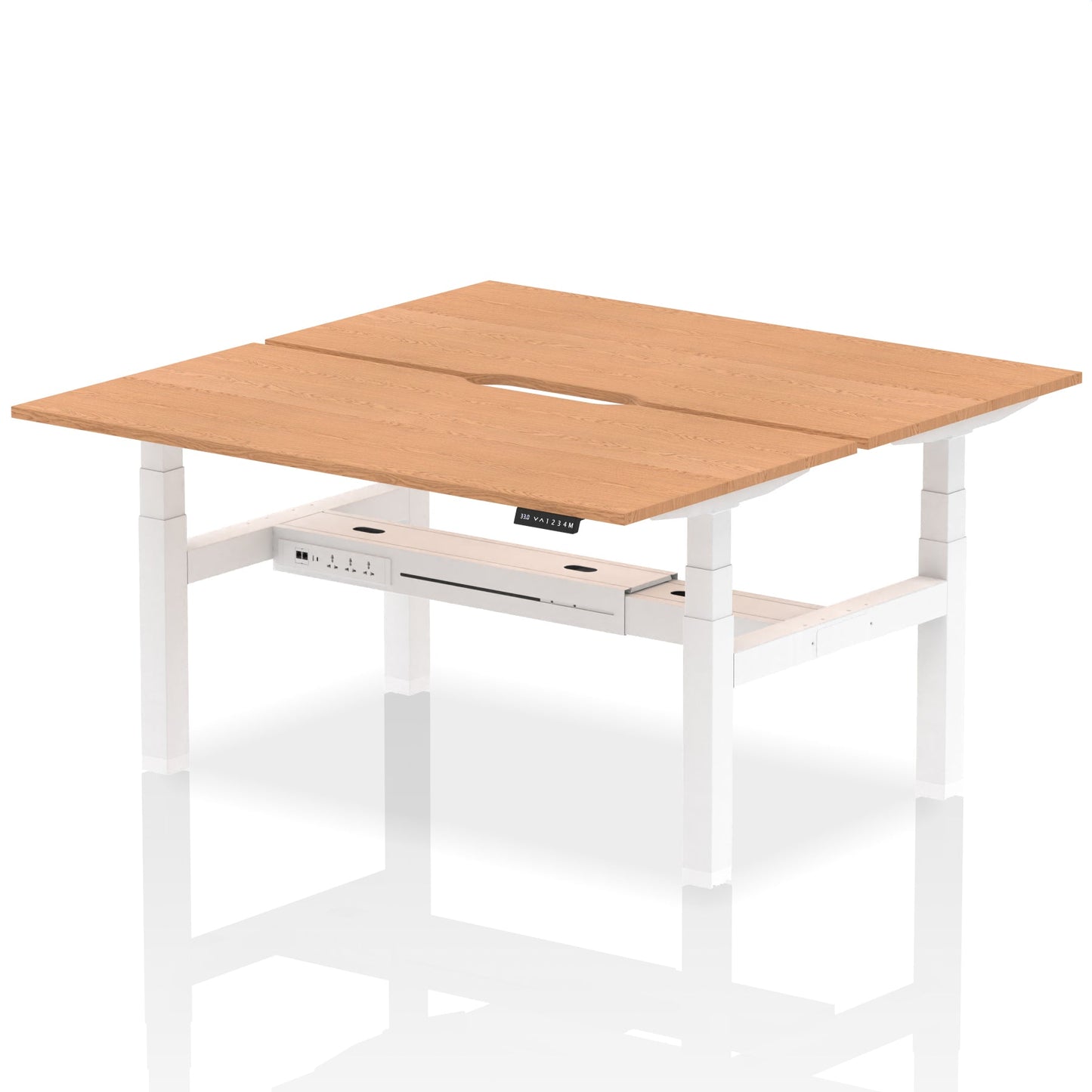 Air Back-to-Back Scalloped Edge Height Adjustable Bench Desk - 2 Person - Ergometric