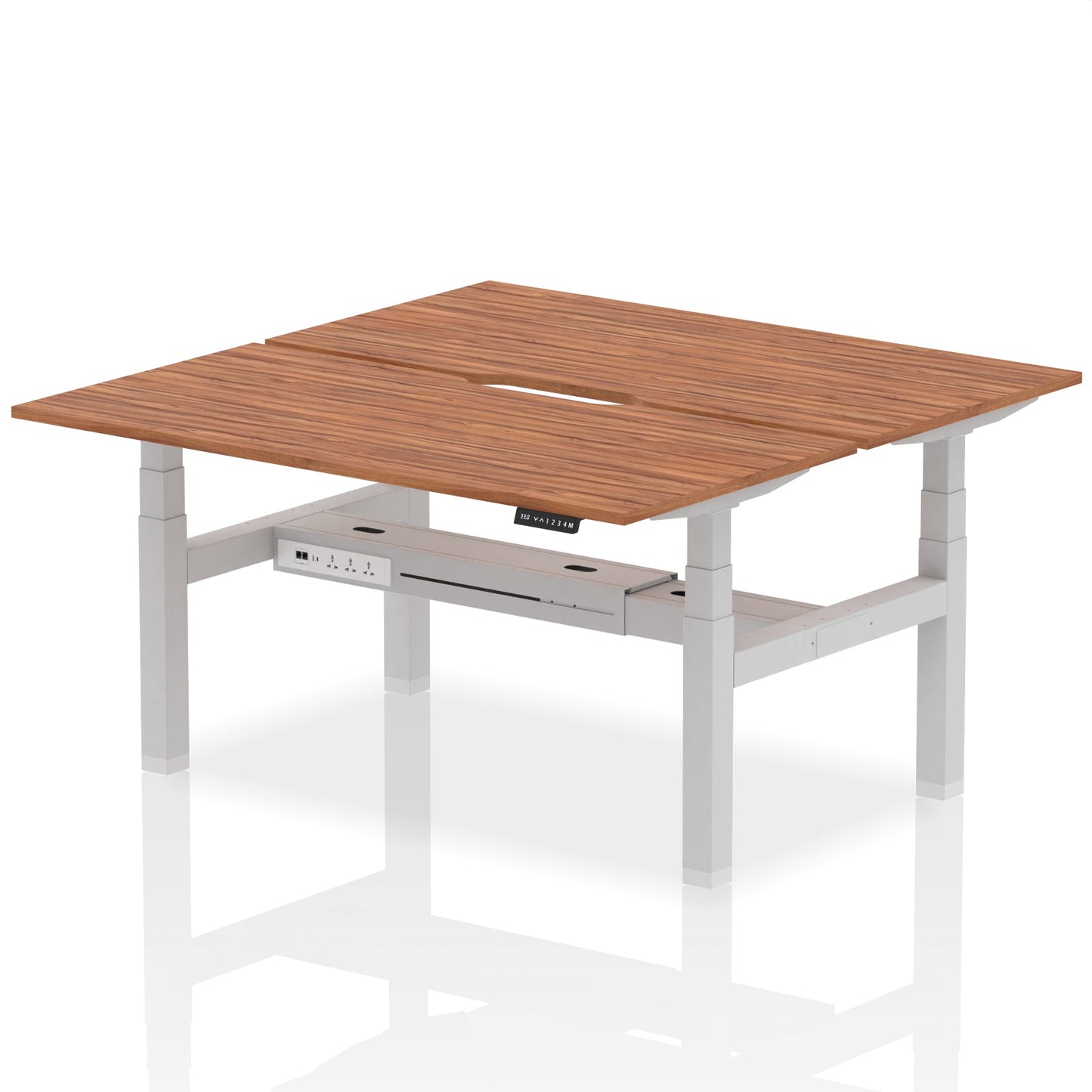 Air Back-to-Back Scalloped Edge Height Adjustable Bench Desk - 2 Person - Ergometric