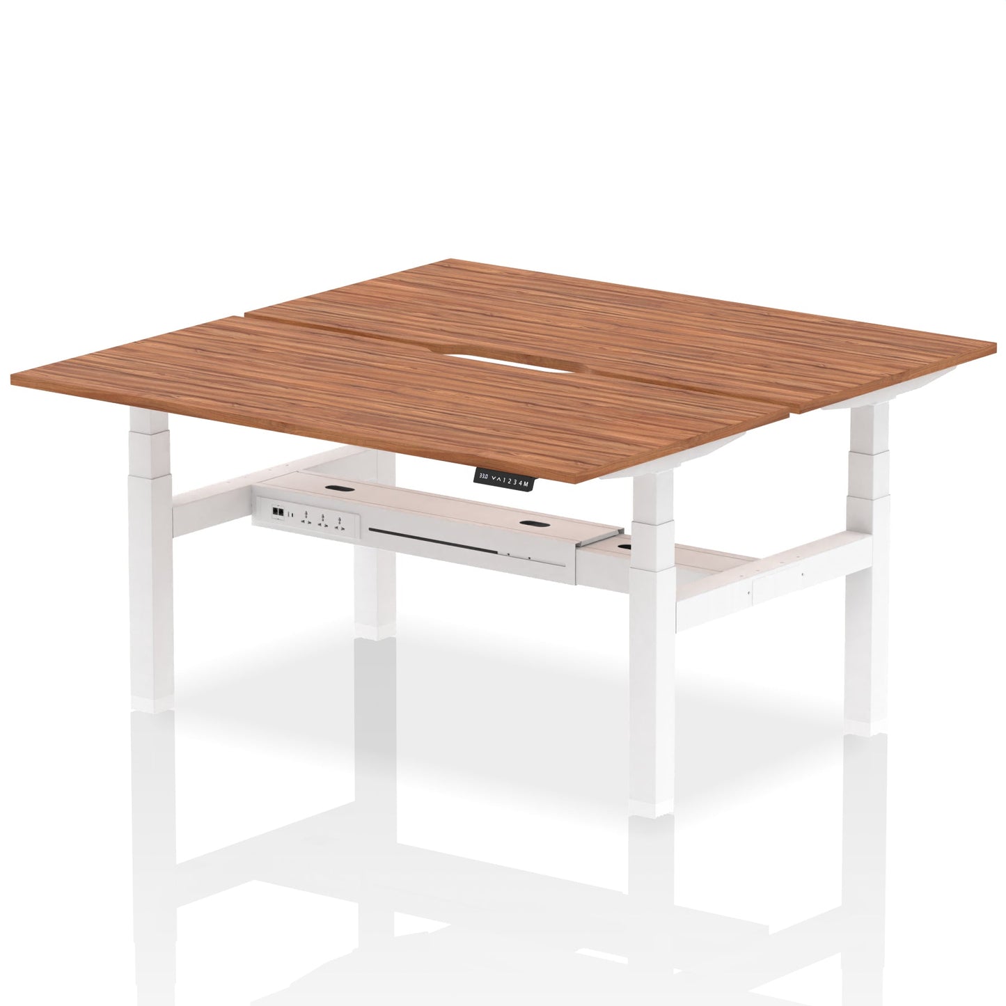 Air Back-to-Back Scalloped Edge Height Adjustable Bench Desk - 2 Person - Ergometric