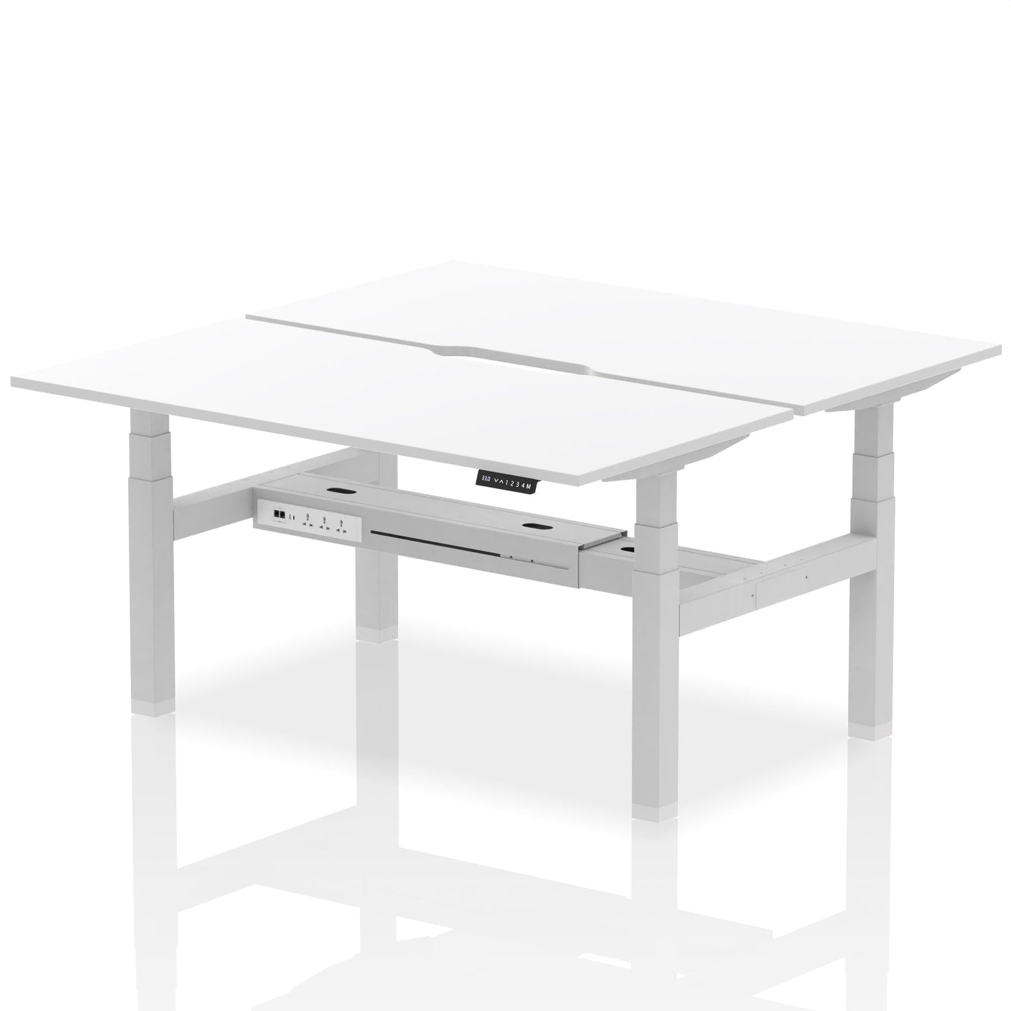 Air Back-to-Back Scalloped Edge Height Adjustable Bench Desk - 2 Person - Ergometric