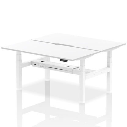 Air Back-to-Back Scalloped Edge Height Adjustable Bench Desk - 2 Person - Ergometric