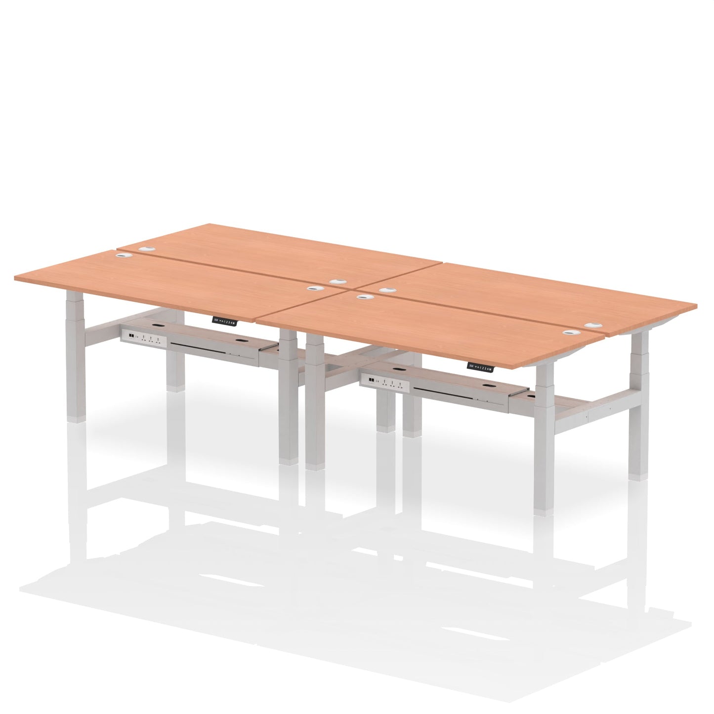 Air Back-to-Back Height Adjustable Bench Desk - 4 Person - Ergometric