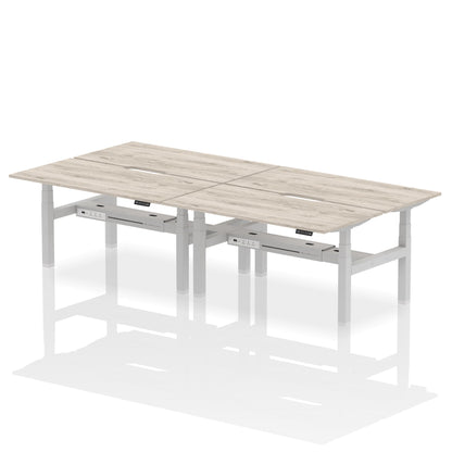 Air Back-to-Back Scalloped Edge Height Adjustable Bench Desk - 4 Person - Ergometric
