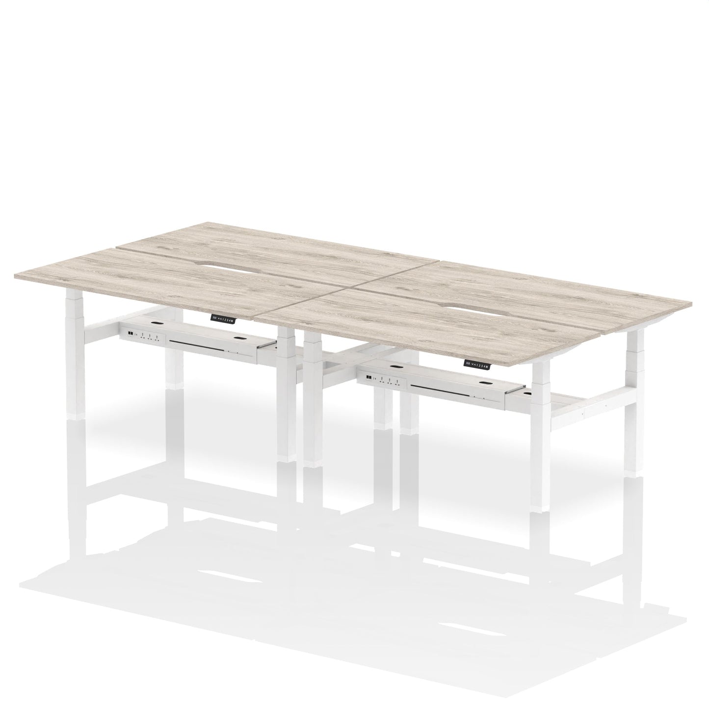 Air Back-to-Back Scalloped Edge Height Adjustable Bench Desk - 4 Person - Ergometric