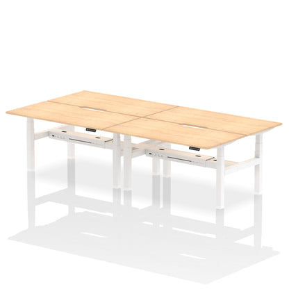 Air Back-to-Back Scalloped Edge Height Adjustable Bench Desk - 4 Person - Ergometric