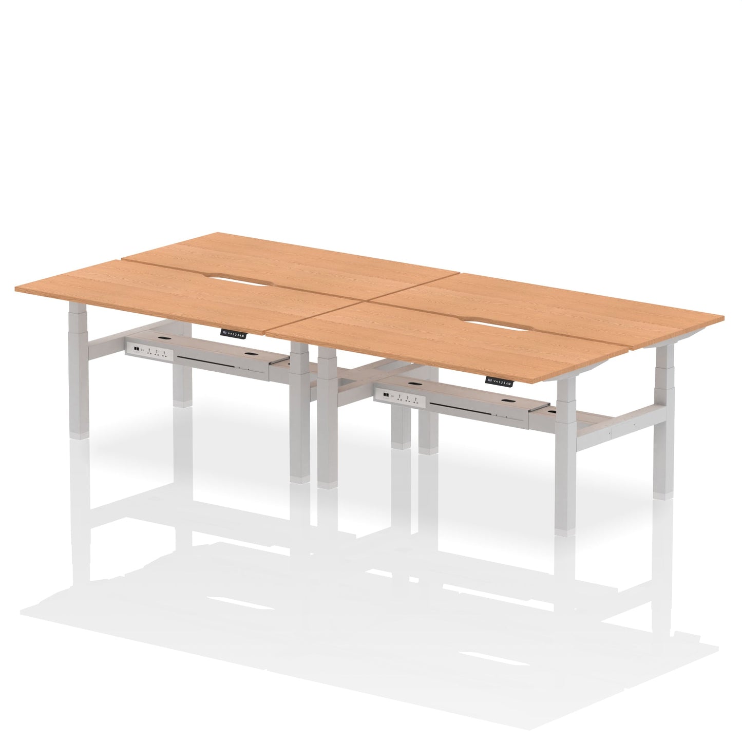 Air Back-to-Back Scalloped Edge Height Adjustable Bench Desk - 4 Person - Ergometric