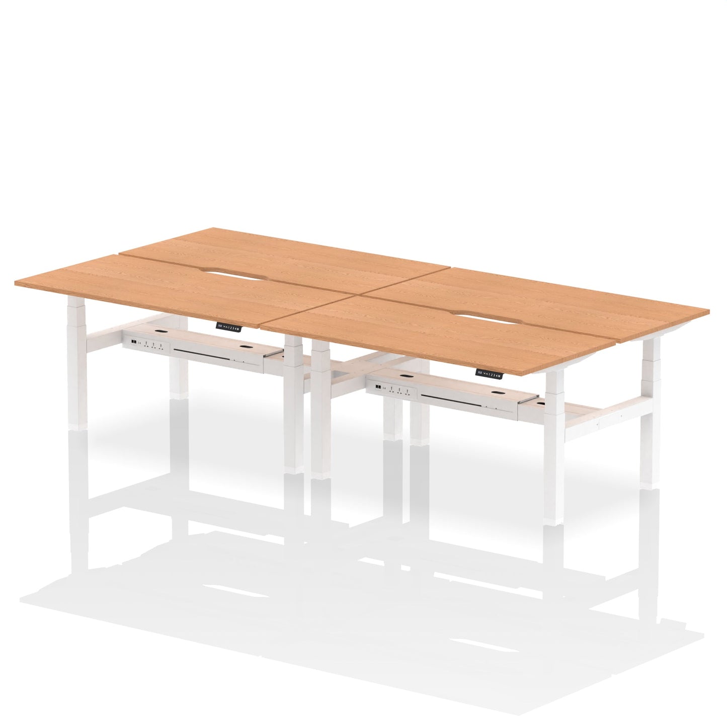 Air Back-to-Back Scalloped Edge Height Adjustable Bench Desk - 4 Person - Ergometric