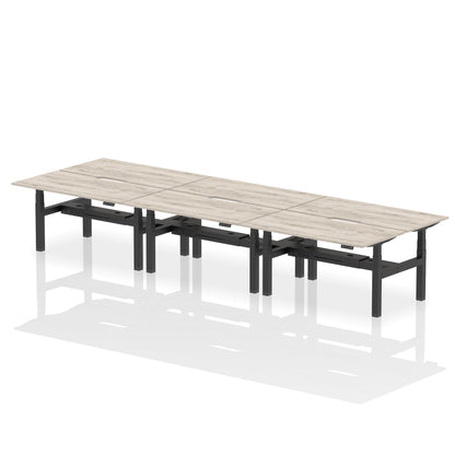 Air Back-to-Back Scalloped Edge Height Adjustable Bench Desk - 6 Person - Ergometric