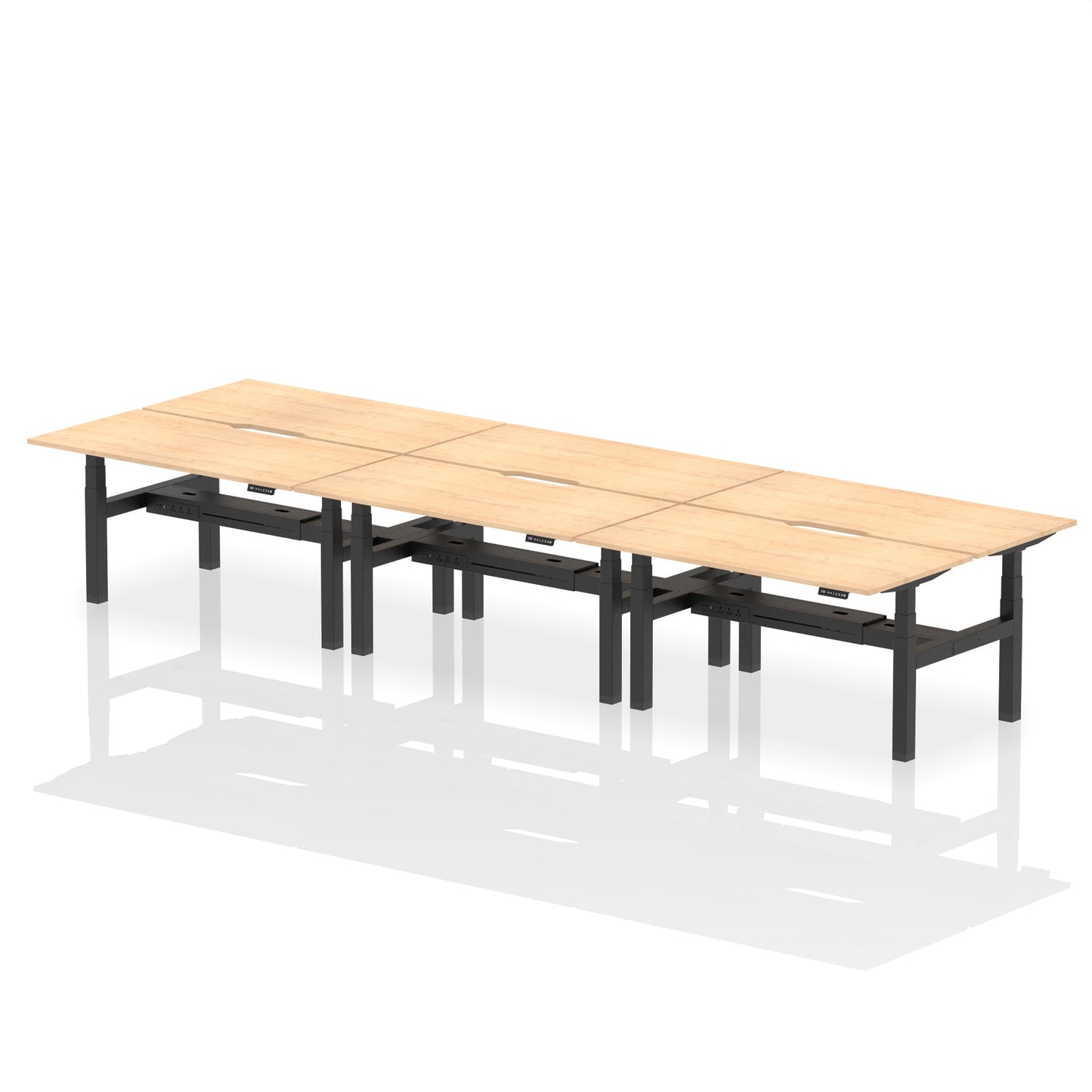 Air Back-to-Back Scalloped Edge Height Adjustable Bench Desk - 6 Person - Ergometric