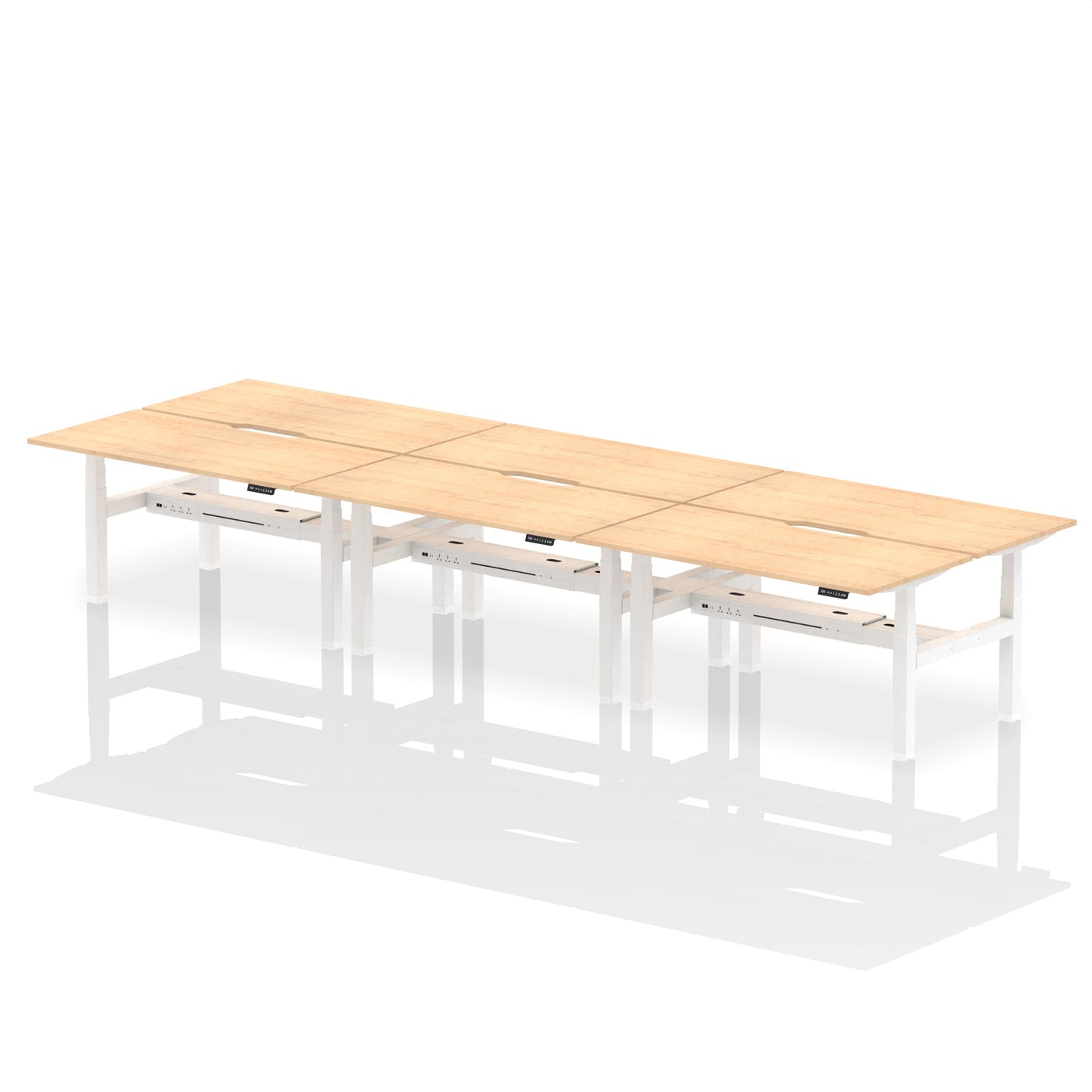 Air Back-to-Back Scalloped Edge Height Adjustable Bench Desk - 6 Person - Ergometric