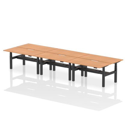 Air Back-to-Back Scalloped Edge Height Adjustable Bench Desk - 6 Person - Ergometric