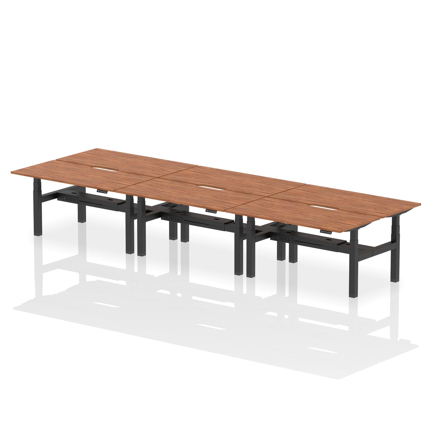 Air Back-to-Back Scalloped Edge Height Adjustable Bench Desk - 6 Person - Ergometric