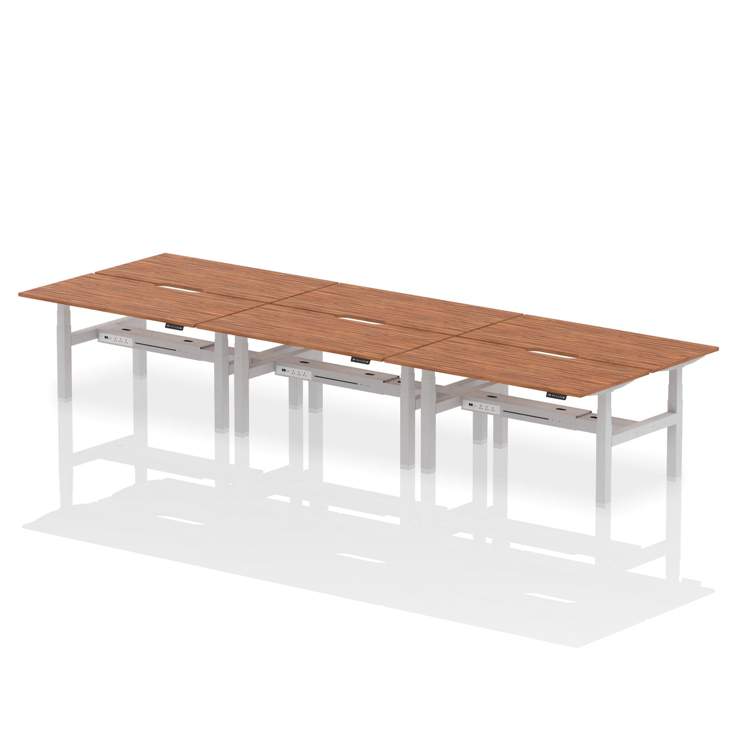 Air Back-to-Back Scalloped Edge Height Adjustable Bench Desk - 6 Person - Ergometric