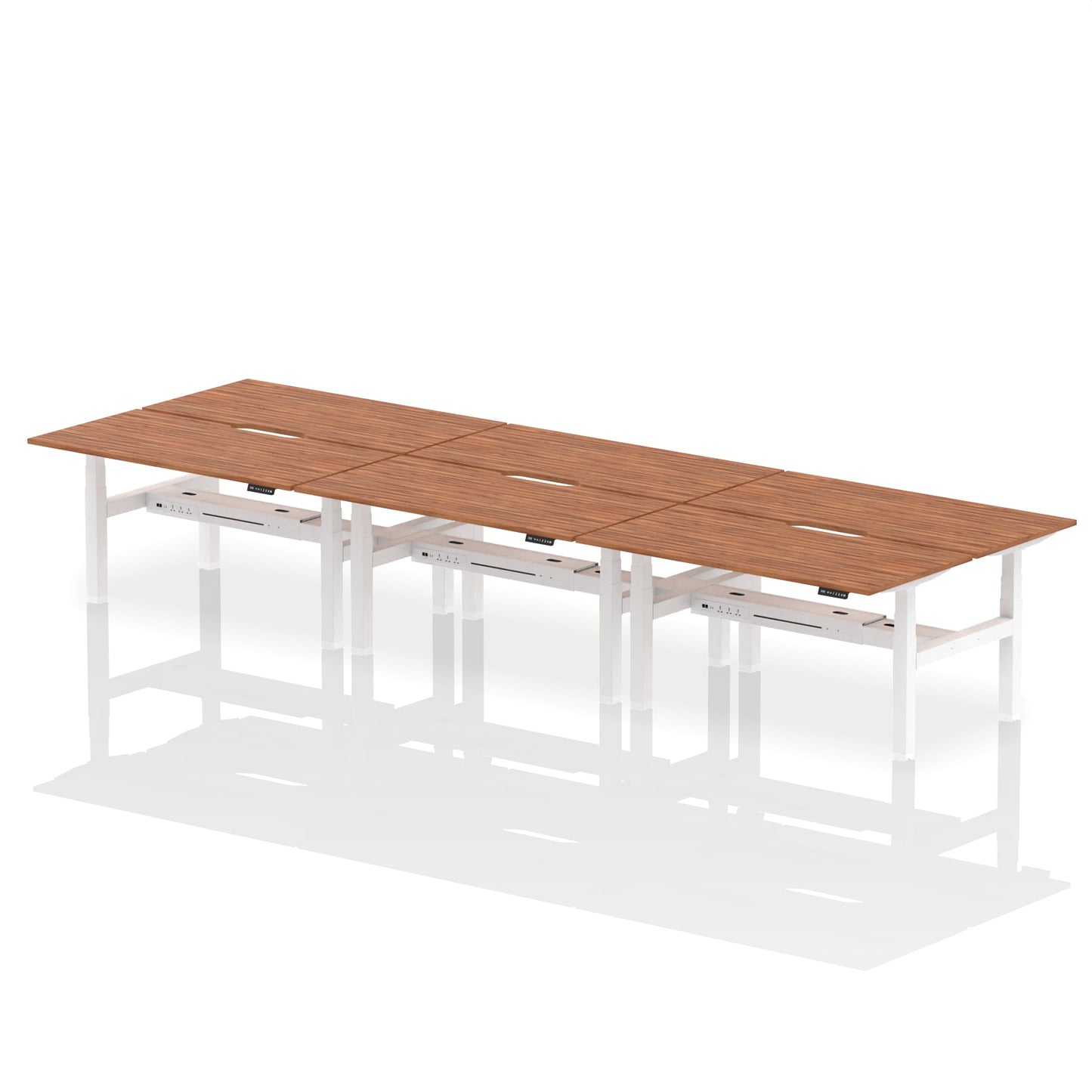 Air Back-to-Back Scalloped Edge Height Adjustable Bench Desk - 6 Person - Ergometric