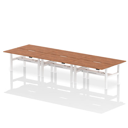 Air Back-to-Back Scalloped Edge Height Adjustable Bench Desk - 6 Person - Ergometric