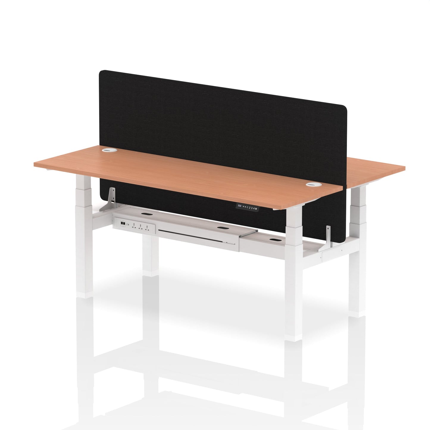 Air Back-to-Back Slimline Height Adjustable Bench Desk - 2 Person with Black Straight Screen - Ergometric