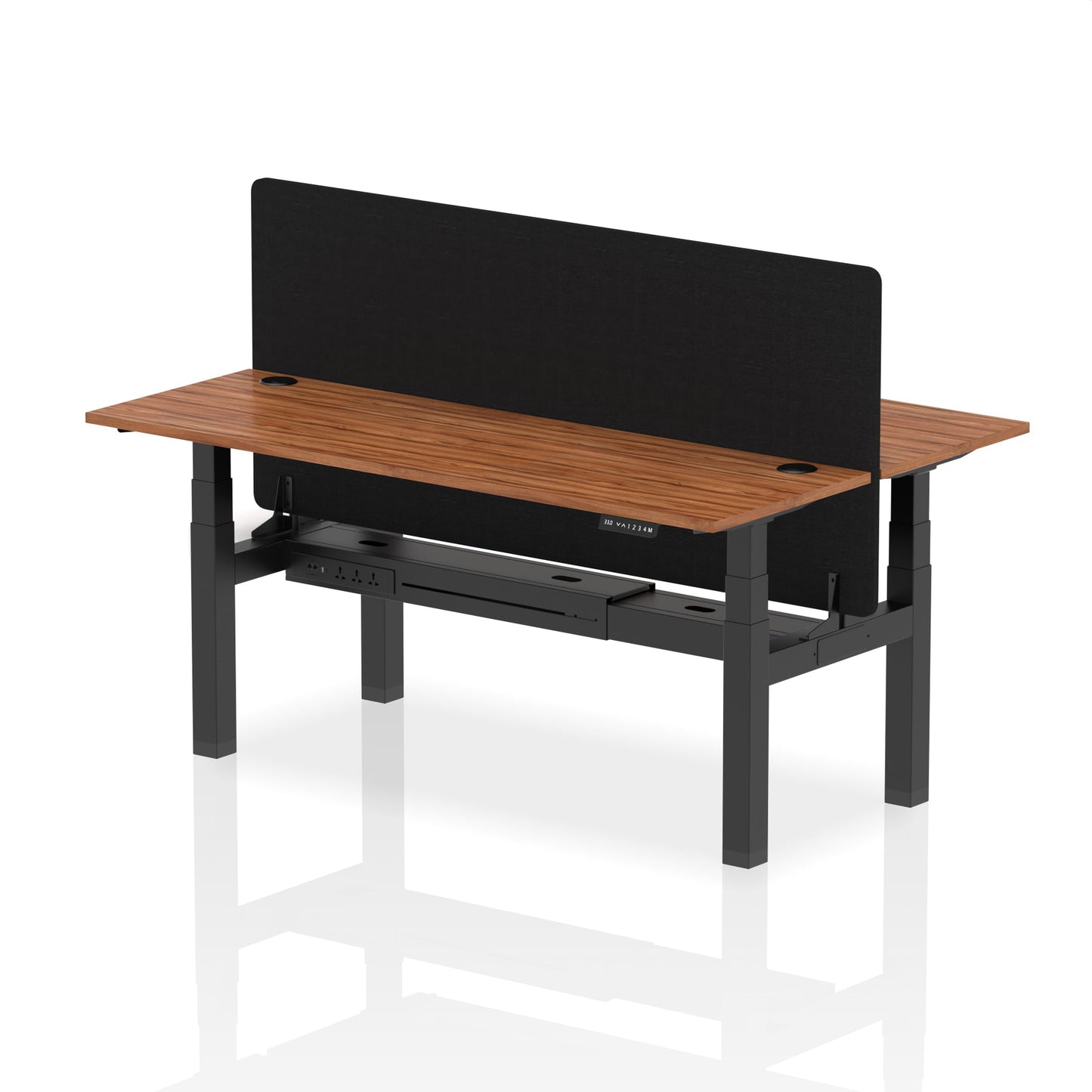 Air Back-to-Back Slimline Height Adjustable Bench Desk - 2 Person with Black Straight Screen - Ergometric