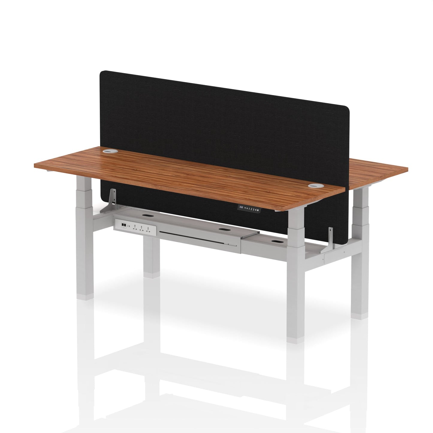 Air Back-to-Back Slimline Height Adjustable Bench Desk - 2 Person with Black Straight Screen - Ergometric
