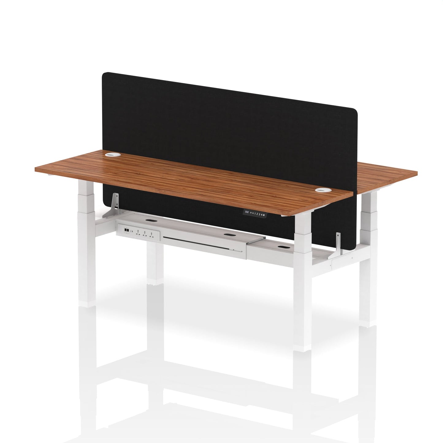 Air Back-to-Back Slimline Height Adjustable Bench Desk - 2 Person with Black Straight Screen - Ergometric