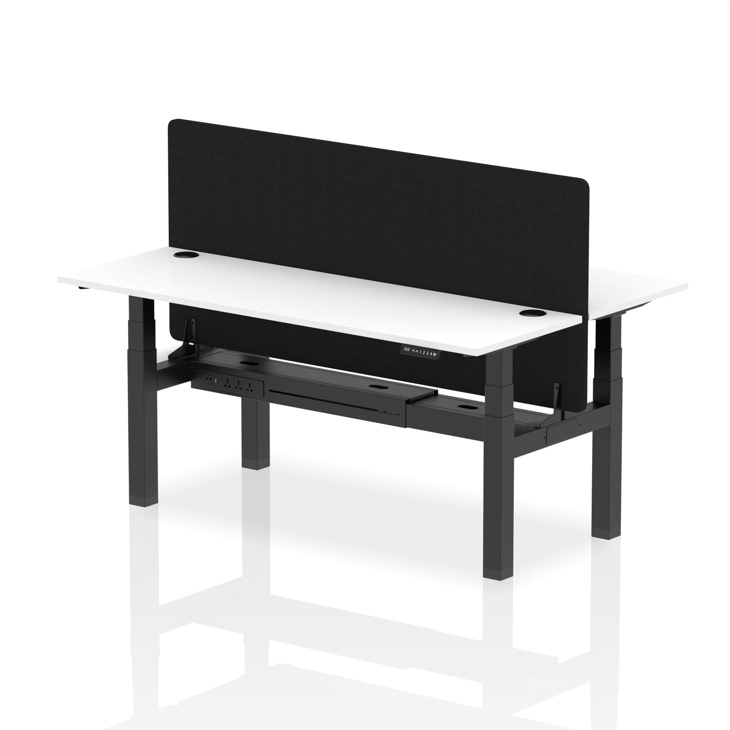Air Back-to-Back Slimline Height Adjustable Bench Desk - 2 Person with Black Straight Screen - Ergometric