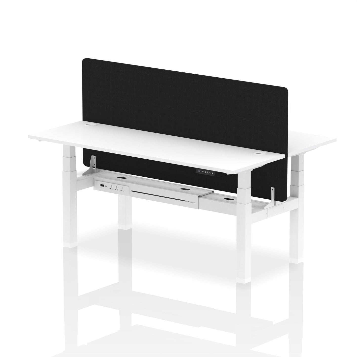 Air Back-to-Back Slimline Height Adjustable Bench Desk - 2 Person with Black Straight Screen - Ergometric