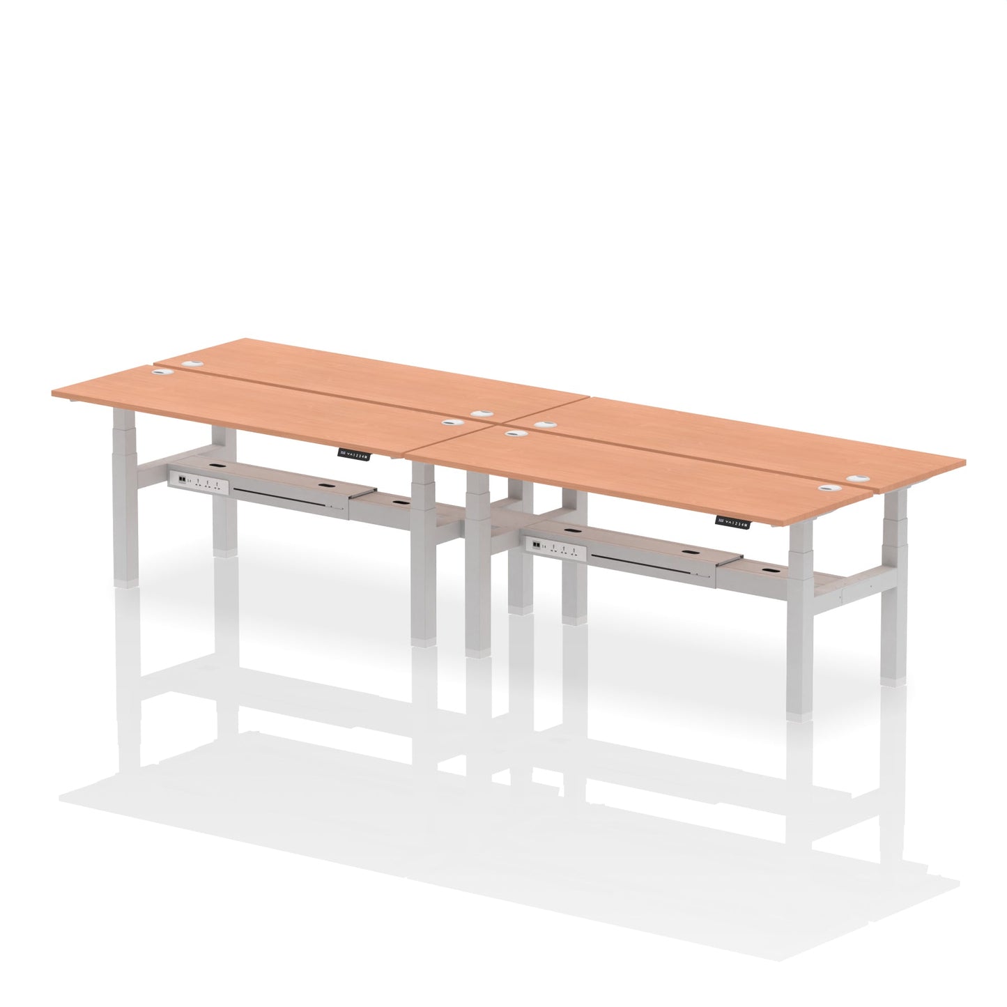 Air Back-to-Back Slimline Height Adjustable Bench Desk - 4 Person - Ergometric