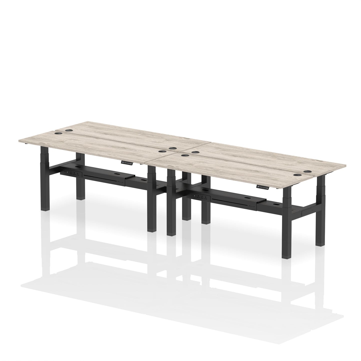 Air Back-to-Back Slimline Height Adjustable Bench Desk - 4 Person - Ergometric