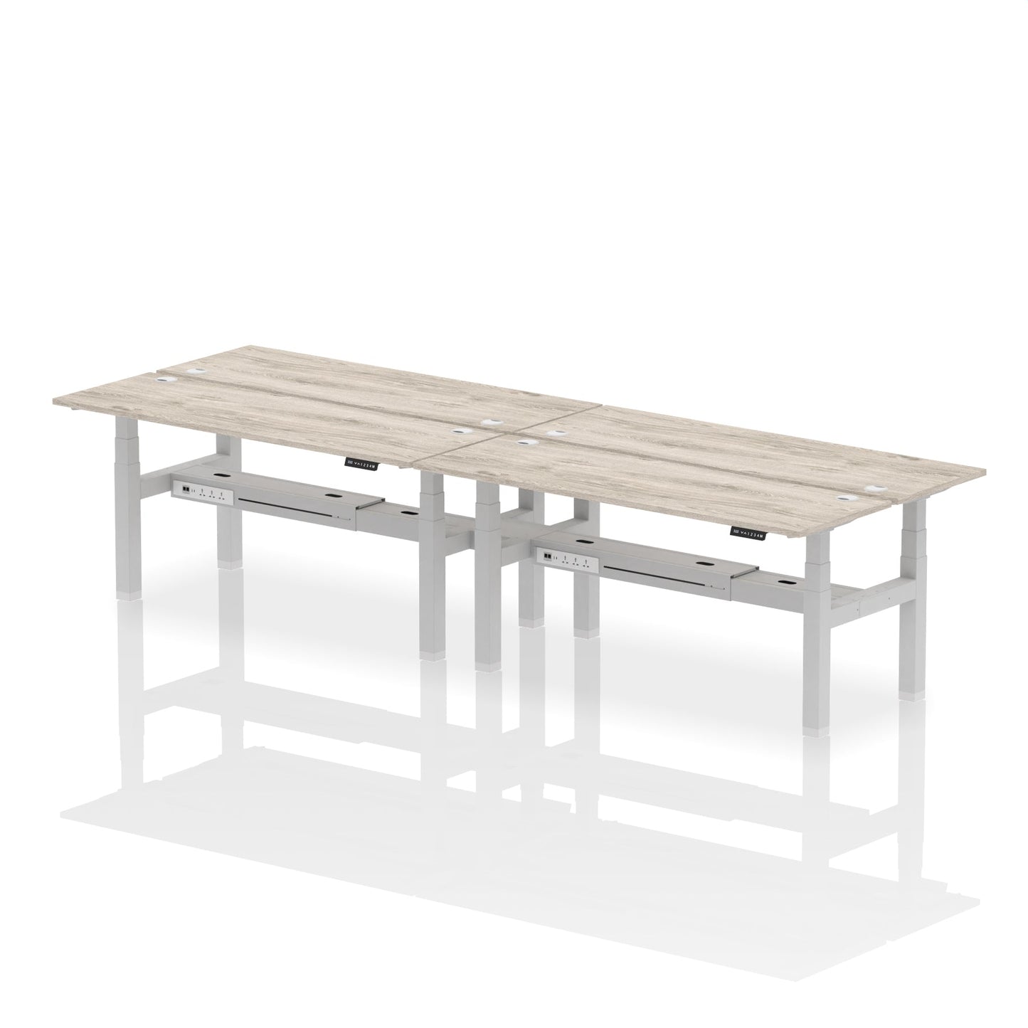 Air Back-to-Back Slimline Height Adjustable Bench Desk - 4 Person - Ergometric
