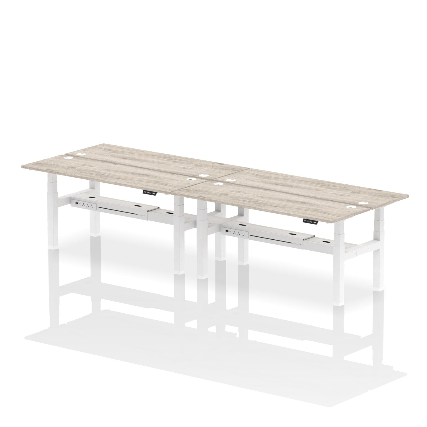 Air Back-to-Back Slimline Height Adjustable Bench Desk - 4 Person - Ergometric