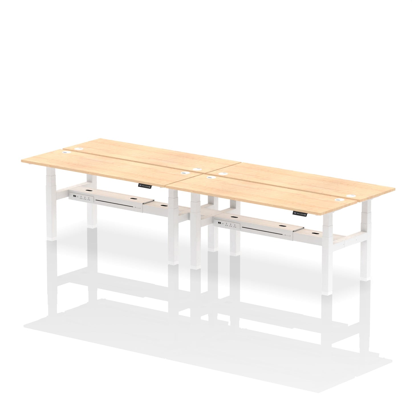 Air Back-to-Back Slimline Height Adjustable Bench Desk - 4 Person - Ergometric