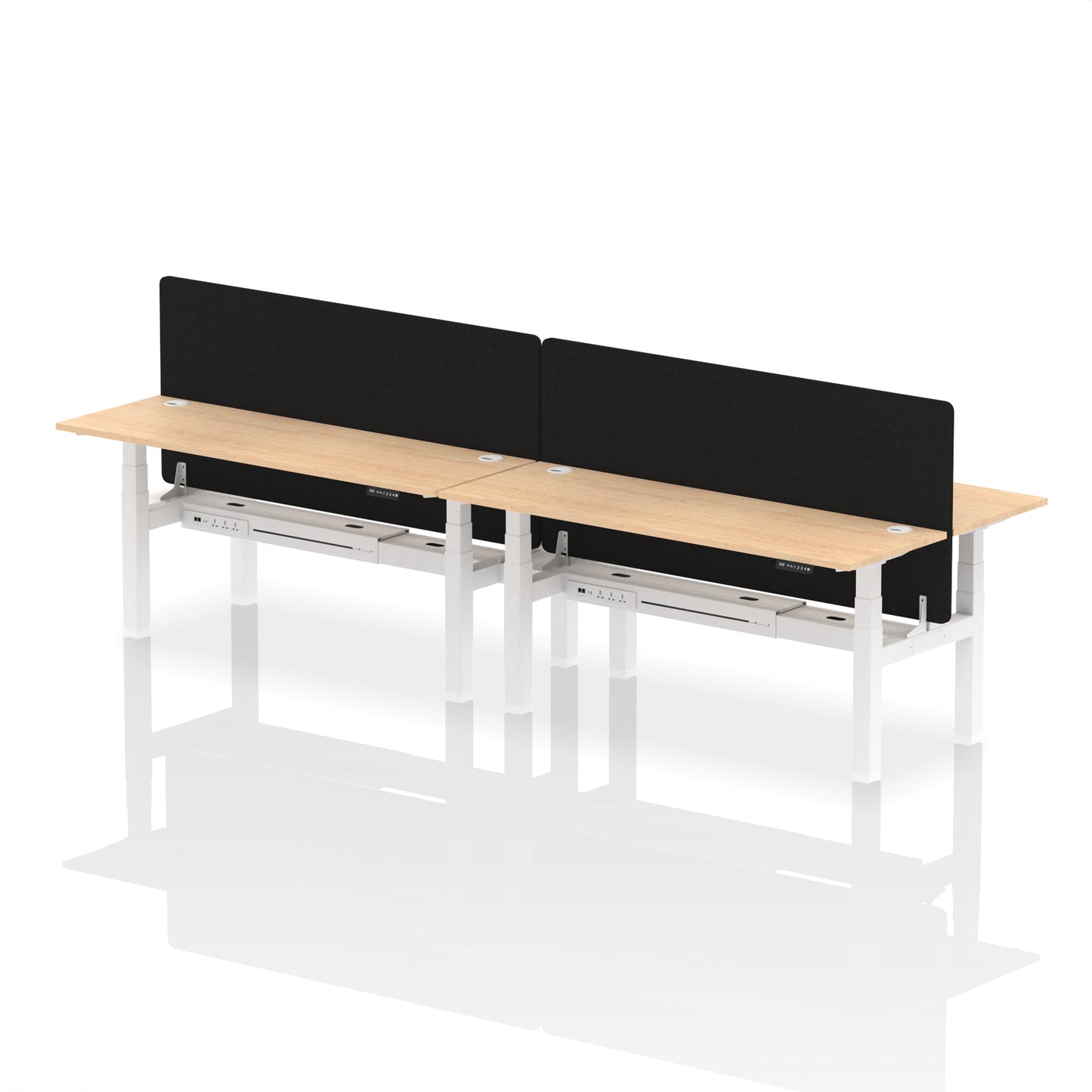 Air Back-to-Back Slimline Height Adjustable Bench Desk - 4 Person with Black Straight Screen - Ergometric
