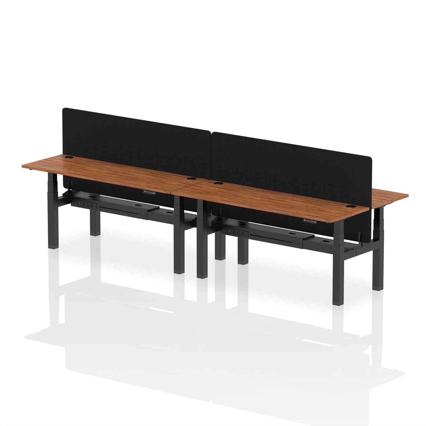 Air Back-to-Back Slimline Height Adjustable Bench Desk - 4 Person with Black Straight Screen - Ergometric