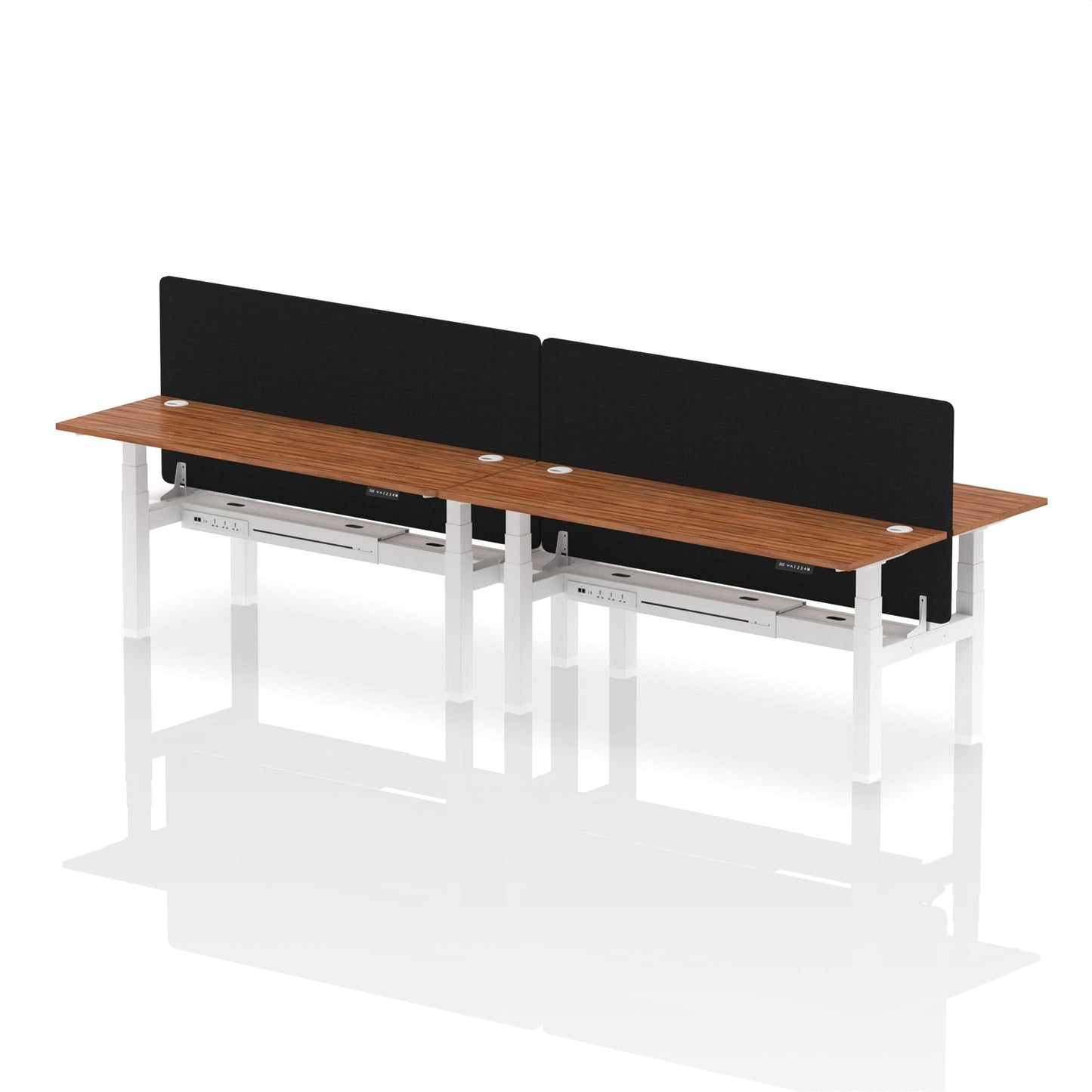 Air Back-to-Back Slimline Height Adjustable Bench Desk - 4 Person with Black Straight Screen - Ergometric