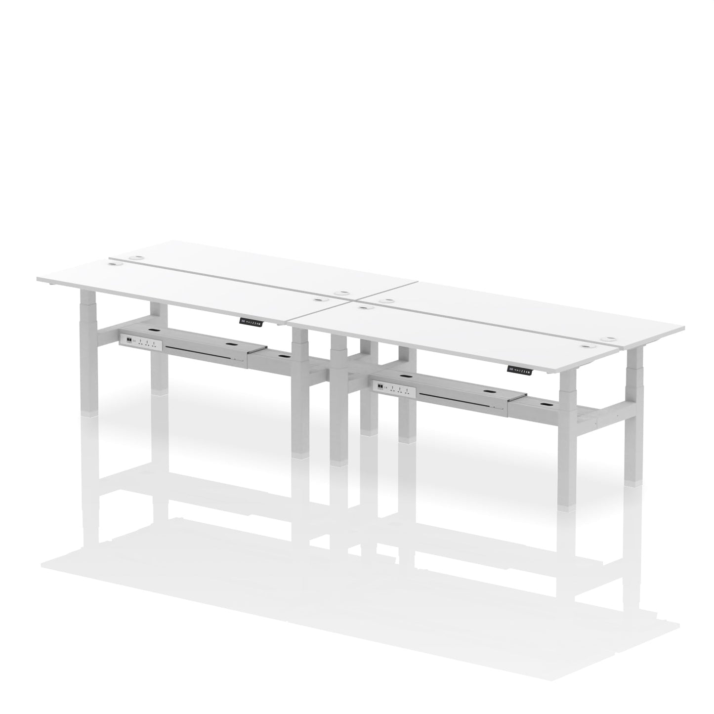 Air Back-to-Back Slimline Height Adjustable Bench Desk - 4 Person - Ergometric