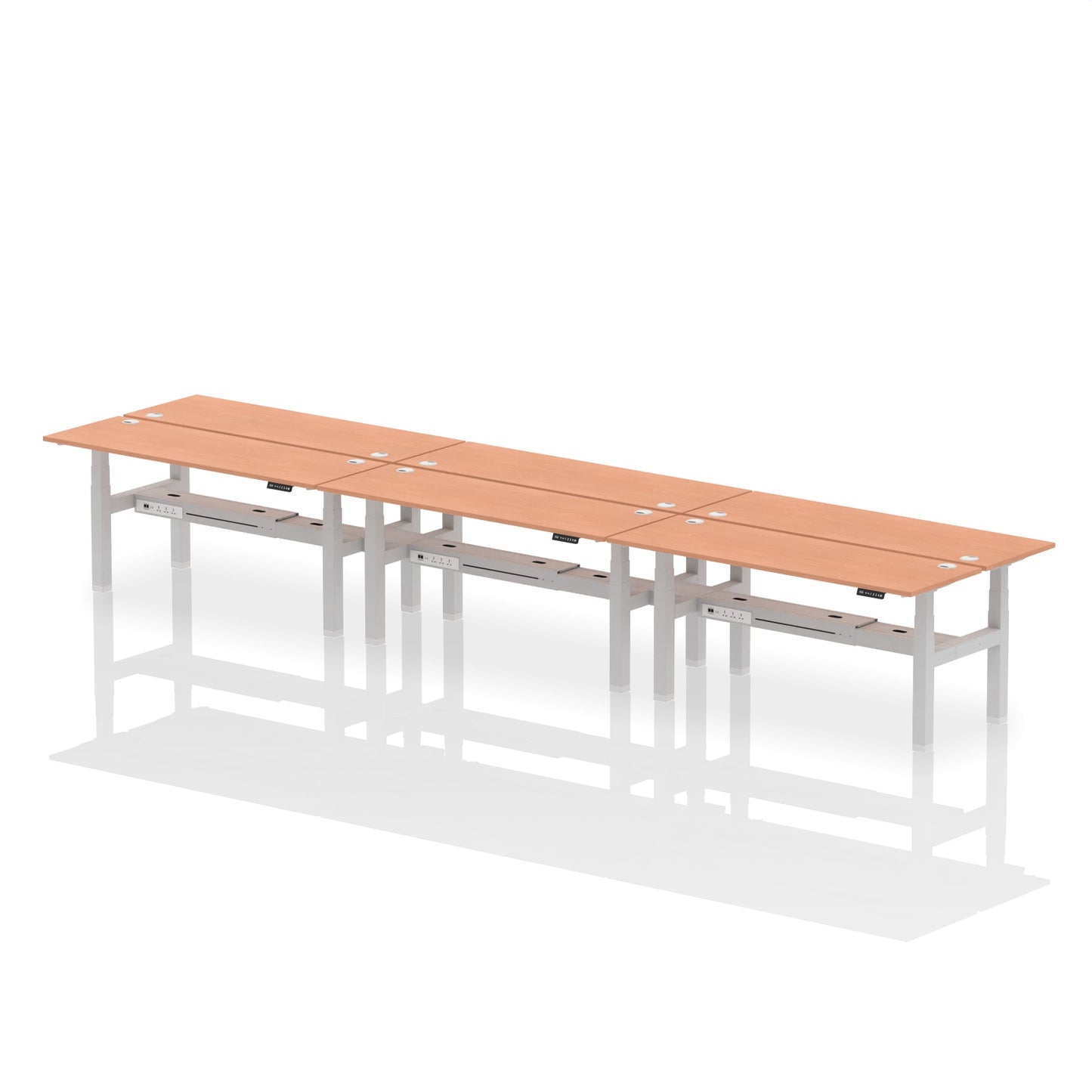Air Back-to-Back Slimline Height Adjustable Bench Desk - 6 Person - Ergometric