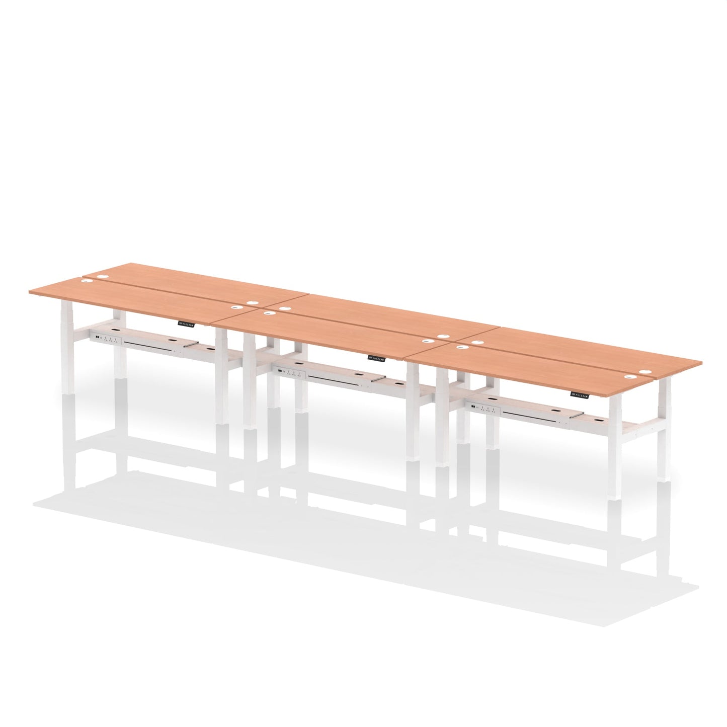 Air Back-to-Back Slimline Height Adjustable Bench Desk - 6 Person - Ergometric